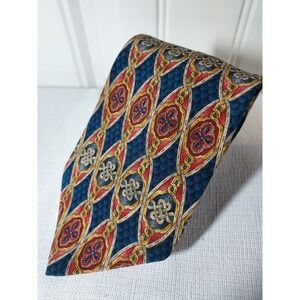 Metropolitan Museum of Art Luxury Tie Blue Red Ornate Pattern Silk Necktie